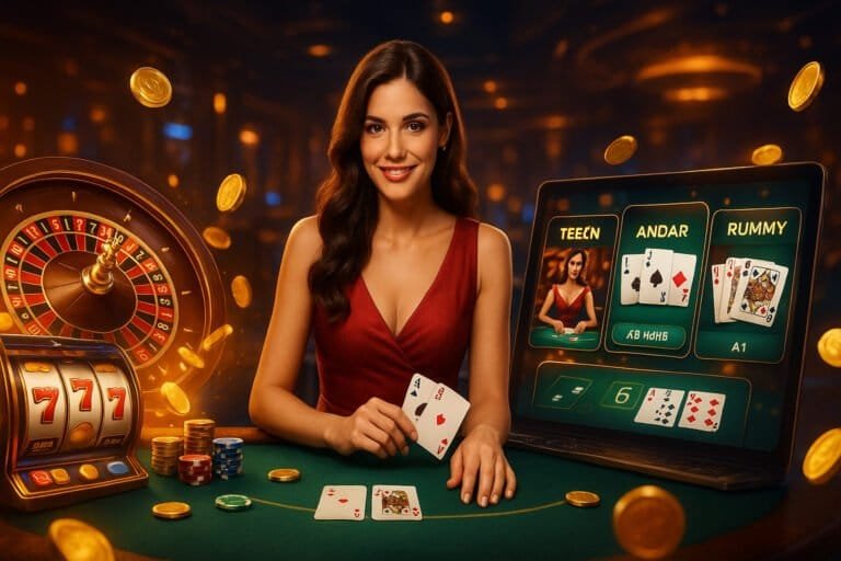 Glamorous live dealer with online casino games like Teen Patti, Andar Bahar, and Rummy at LemonBook’s real money casino table