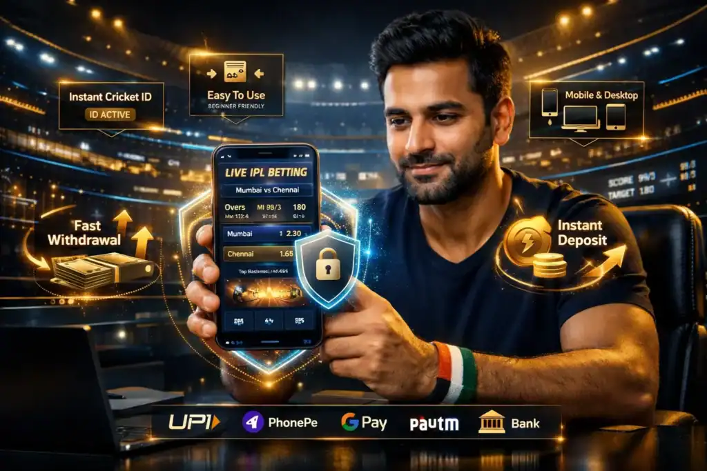 Activate online cricket ID on mobile with WhatsApp, secure UPI payments, and live IPL betting interface in India